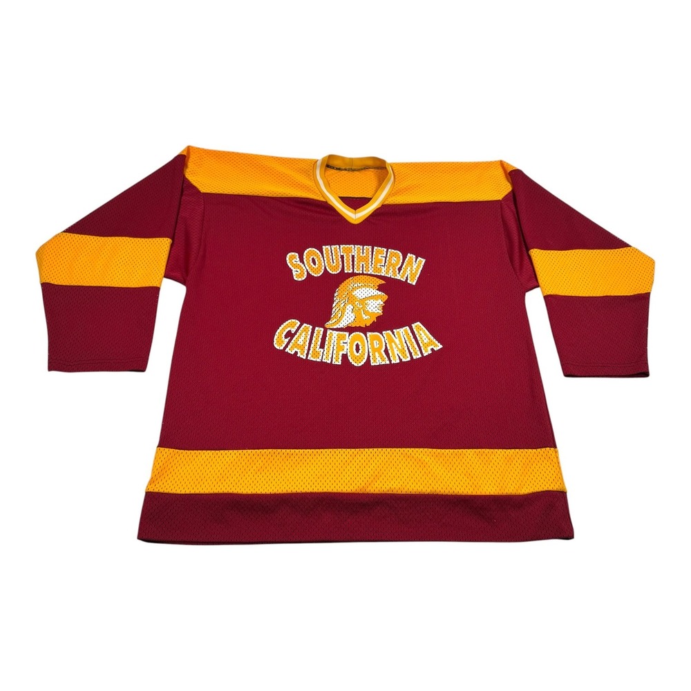 Vtg 80's USC Trojans Ice Hockey Jersey Mens XL Red NCAA McCarthy-Sorensen USA